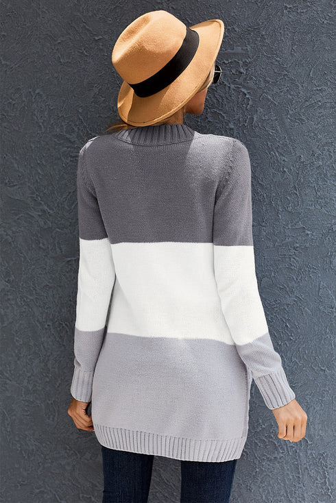Front Pocket And Buttons Closure Cardigan